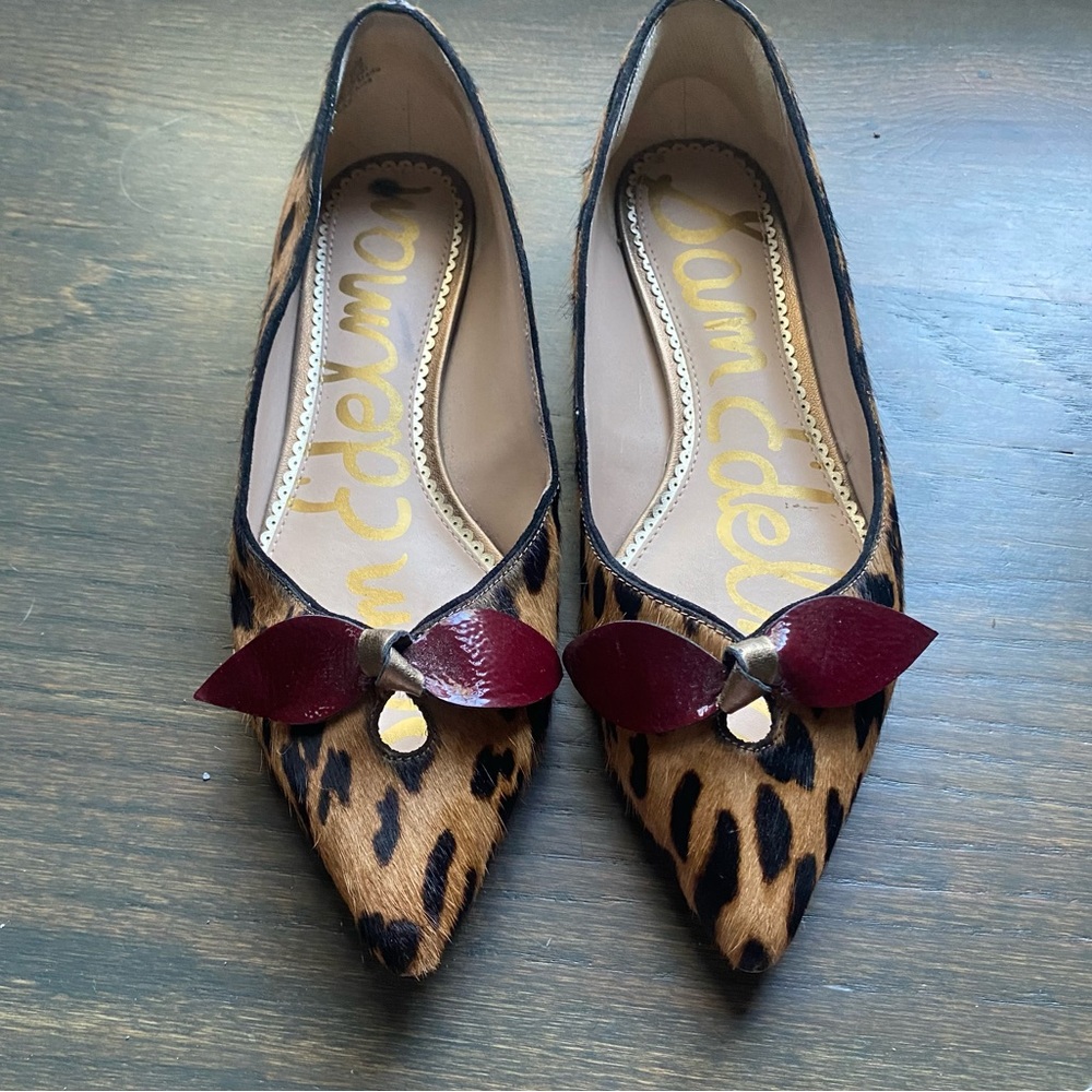 Sam Edelman slip on flats with real fur dyed cow hair sz 7.5